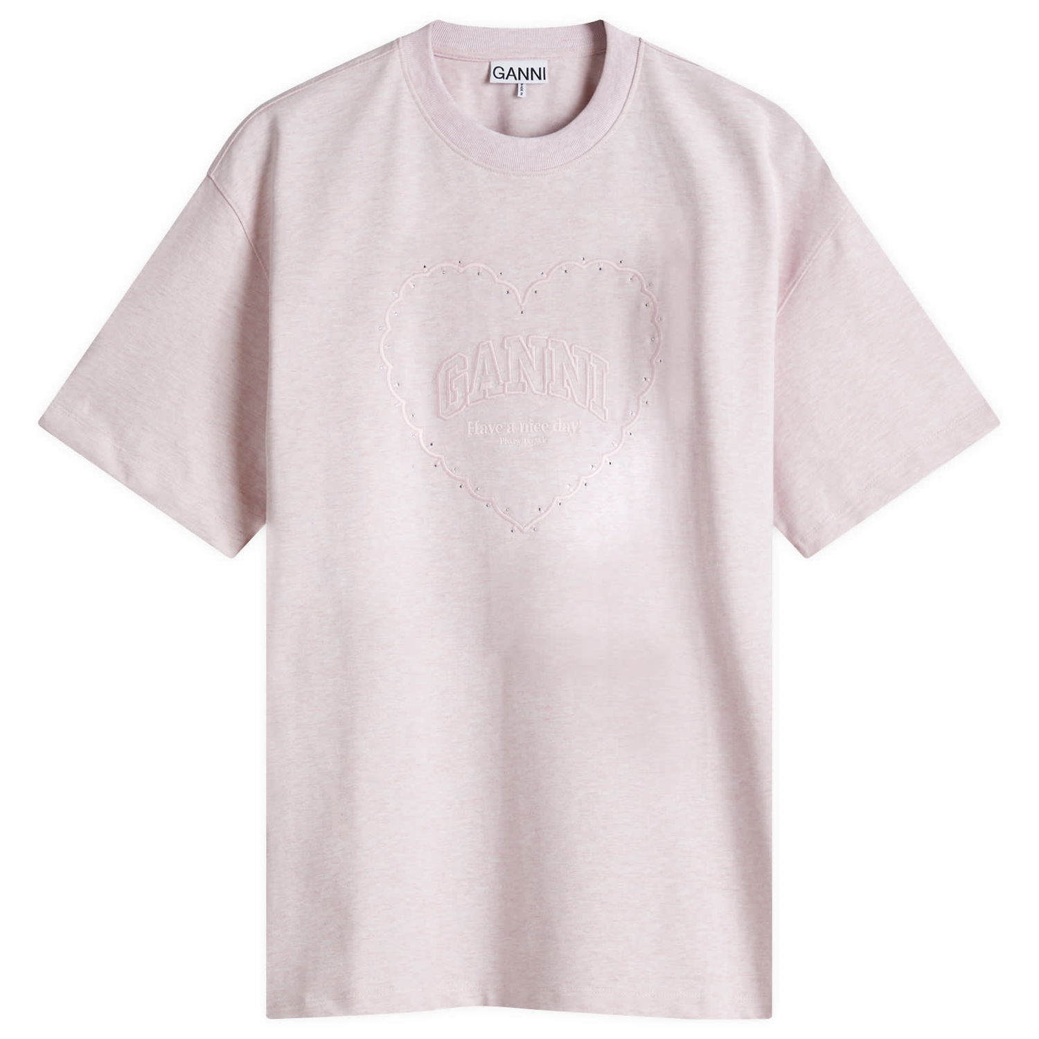 Tričko GANNI GANNI Heart Drop Shoulder T-Shirt, Size Large Ružová | T4090-868, 0