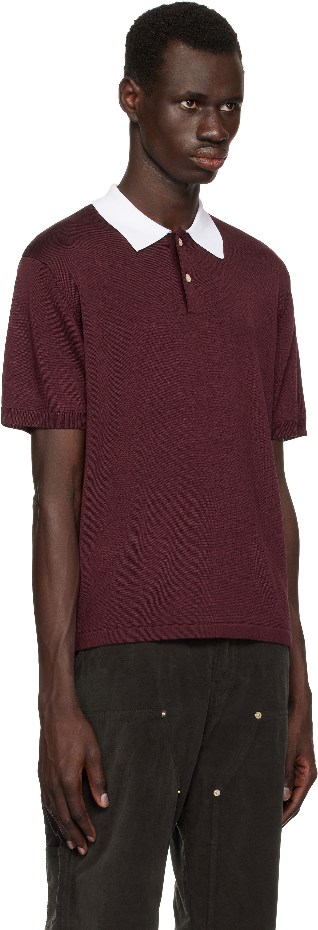 Polo tričko Wales Bonner Wales Bonner Sun Polo Vínová | US25KN20-KN01-350 RAYON / MERINO, 1