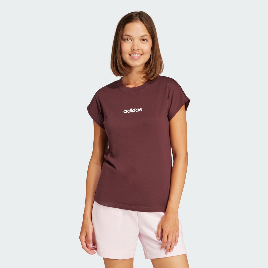 Tričko adidas Performance Essentials Linear Cotton T-Shirt Vínová | JG8663, 0