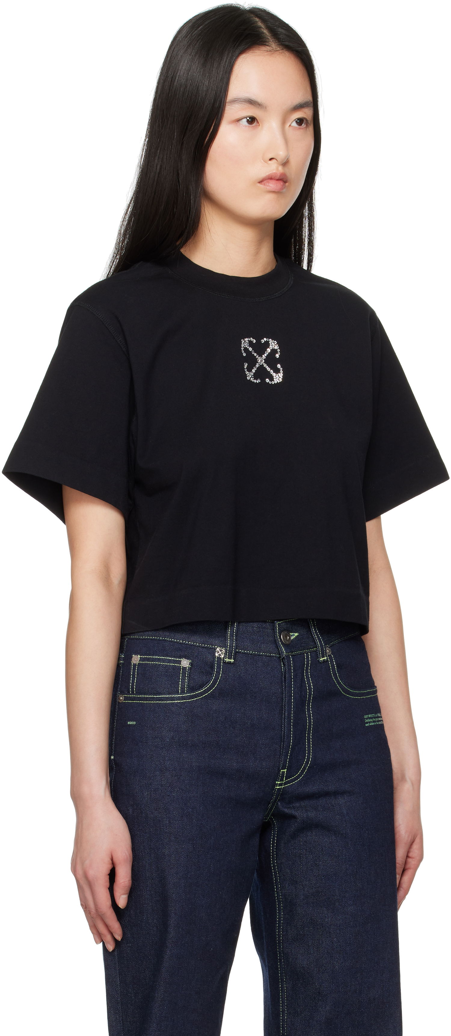 Crop Top Off-White Off-White Jewel Mini Arrow Crop T-Shirt Čierna | OWAA090S25JER0021072, 1