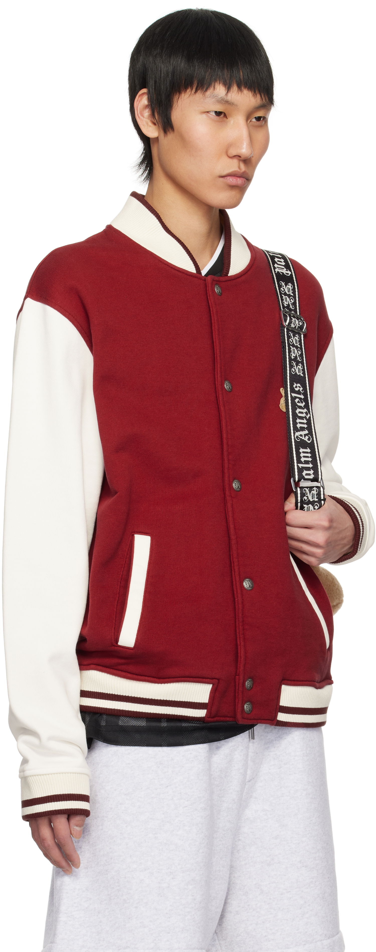 Bomber bunda Palm Angels Palm Angels 'Bear in Mind' Varsity Bomber Jacket Červená | PMEK011S25FAB0012503, 1