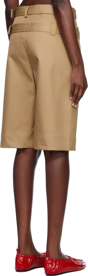 Šortky GANNI GANNI Bonded Cotton Shorts with Belt Béžová | W0527, 2
