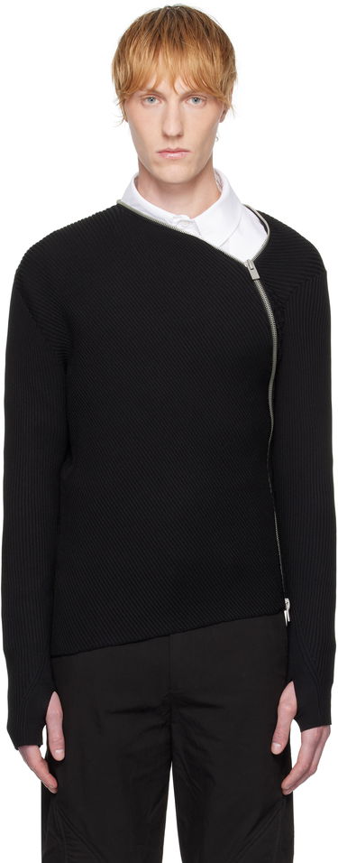 Sveter HELIOT EMIL HELIOT EMIL Tied Zip Knit Sweater Čierna | SS25_M_07_045_BLK01_CO, 0