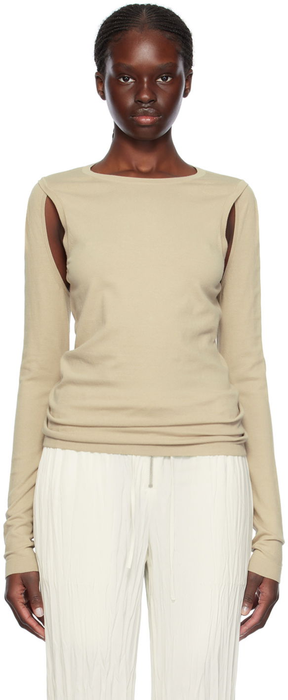 Tričko Helmut Lang Cutout Long Sleeve Béžová | O02HW703, 0