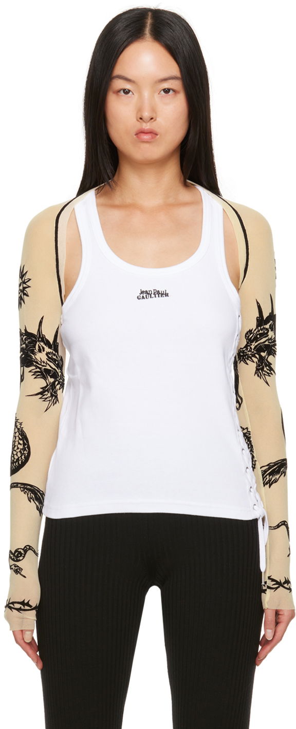 Tričko Jean Paul Gaultier Off-White 'Safe Sex' Cardigan Béžová | 23/15-F-TO120I-T001-63, 0