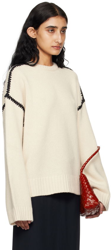Sveter TOTEME Embroidered Sweater Biela | 241-WRT1025-YA0004, 1