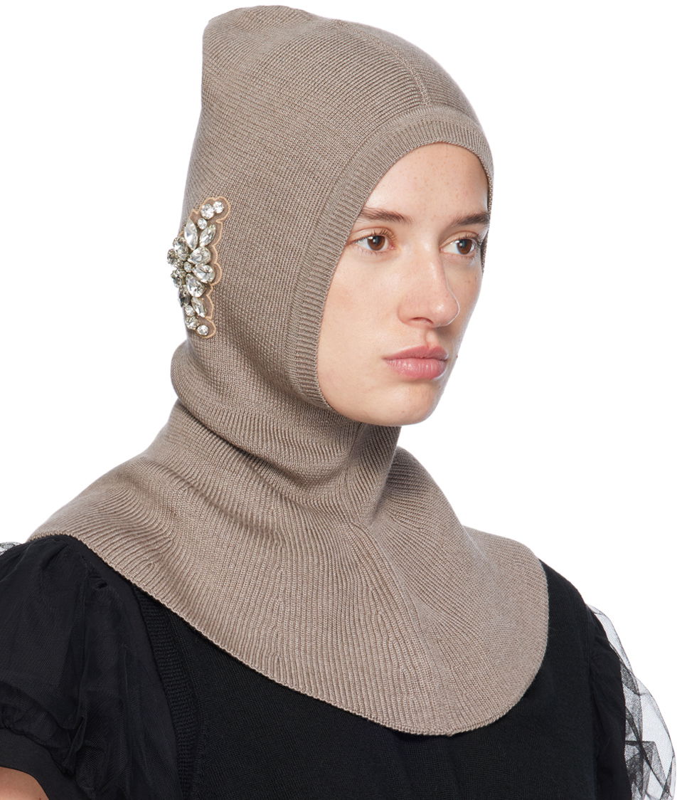 Kulicha Simone Rocha Simone Rocha Embellished Knit Balaclava Béžová | KMK5WB 0647, 1