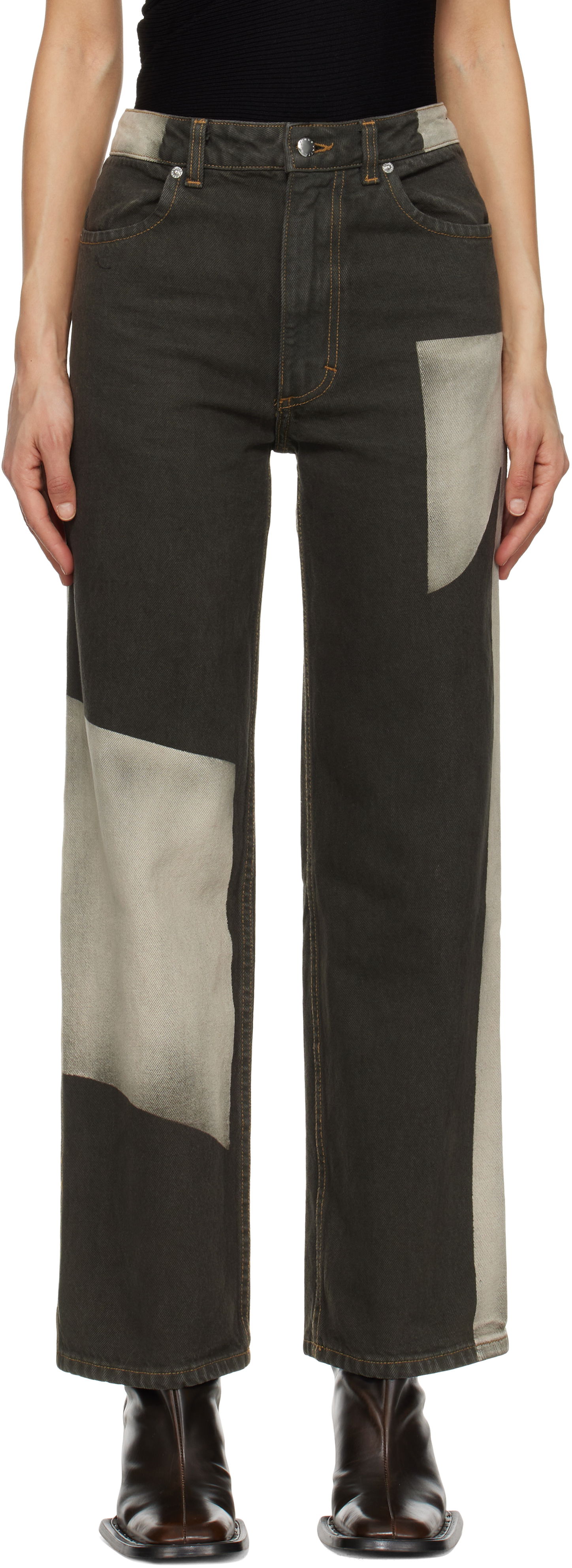 Džínsy Eckhaus Latta Eckhaus Latta Wide Leg Jeans Zelené | 334-EL-PS25-T -, 0