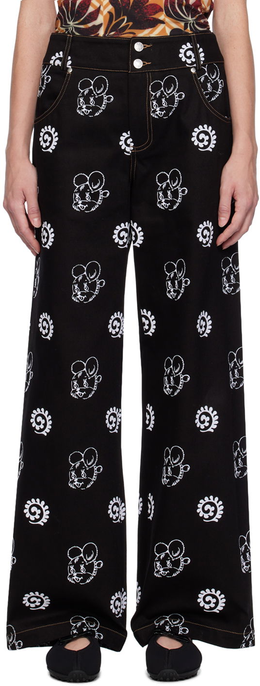 Chopova Lowena Flocked Wide-Leg Jeans