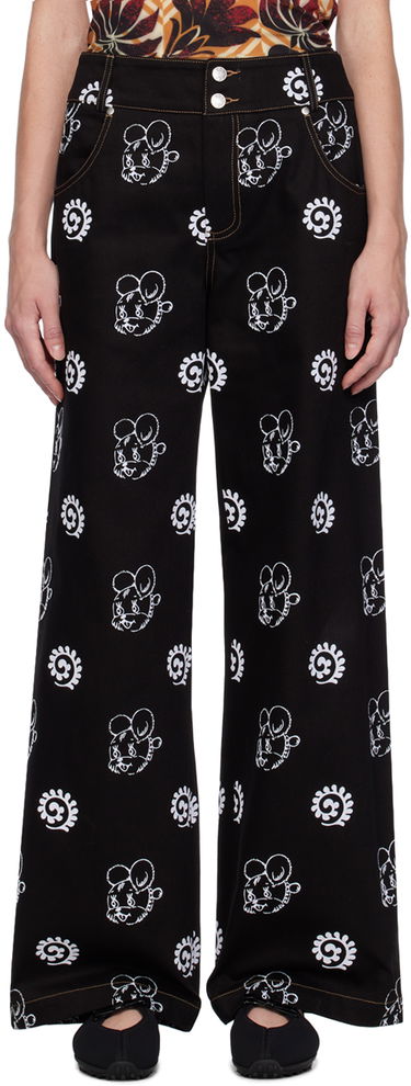 Džínsy Chopova Lowena Chopova Lowena Flocked Wide-Leg Jeans Čierna | 4059, 0