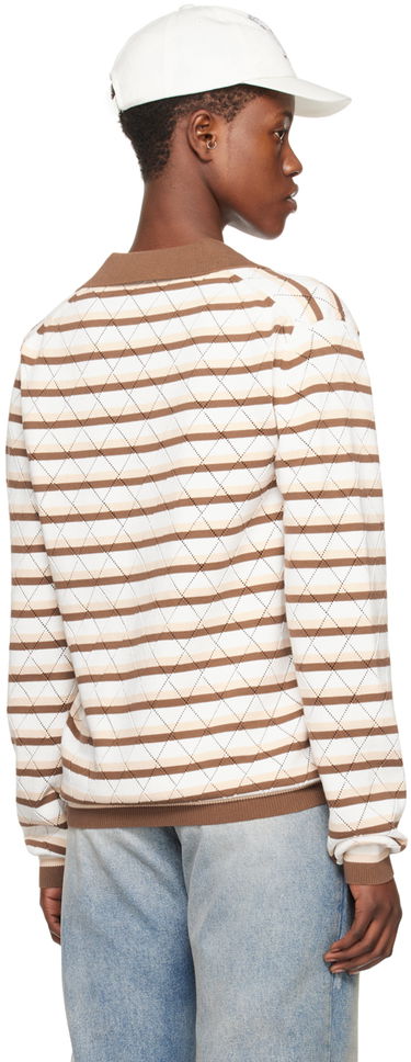 Polo tričko We11done Striped Long Sleeve Polo Béžová | WD-KT0-24-639-U-BR, 2