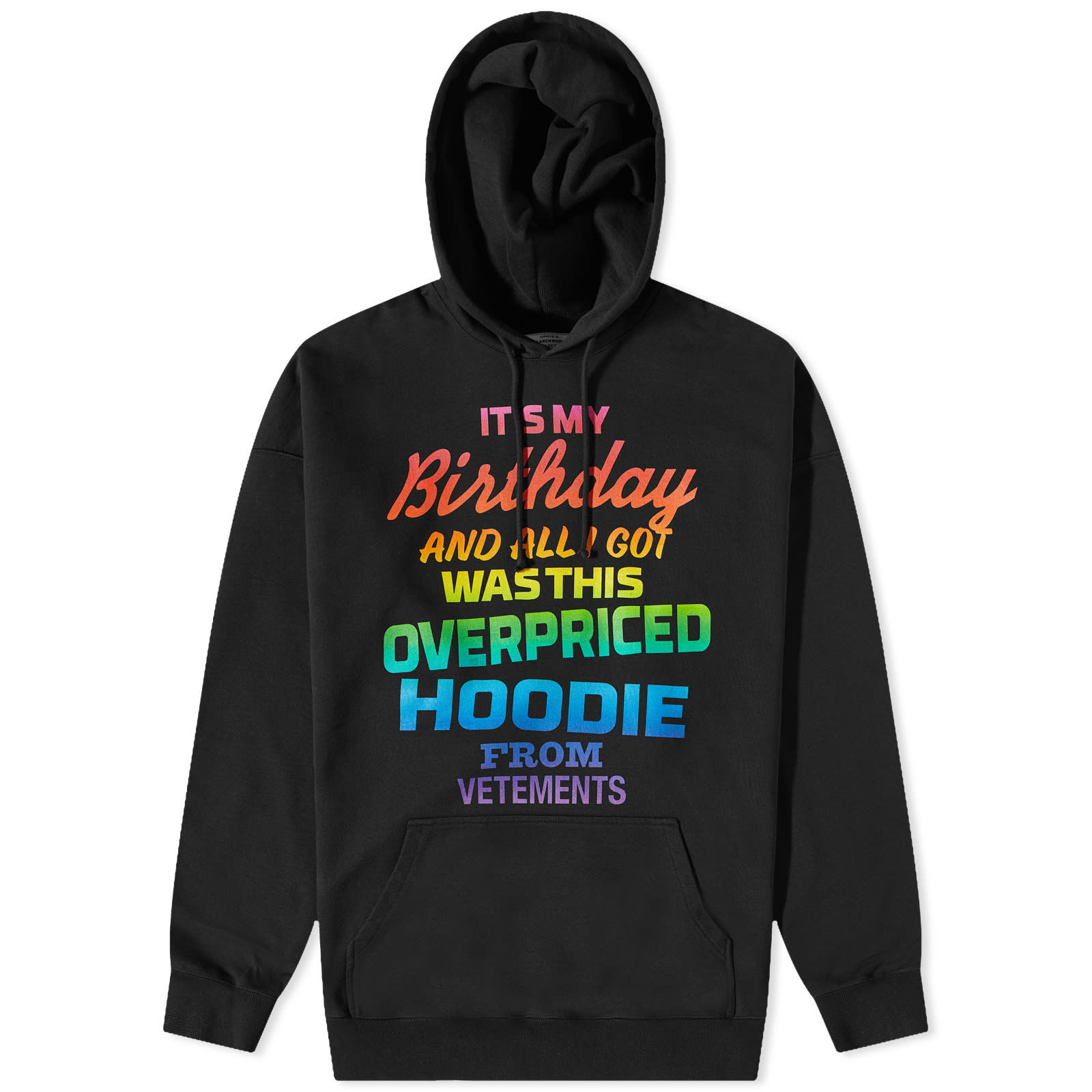 Overpriced Birthday Hoodie Black/Rainbow