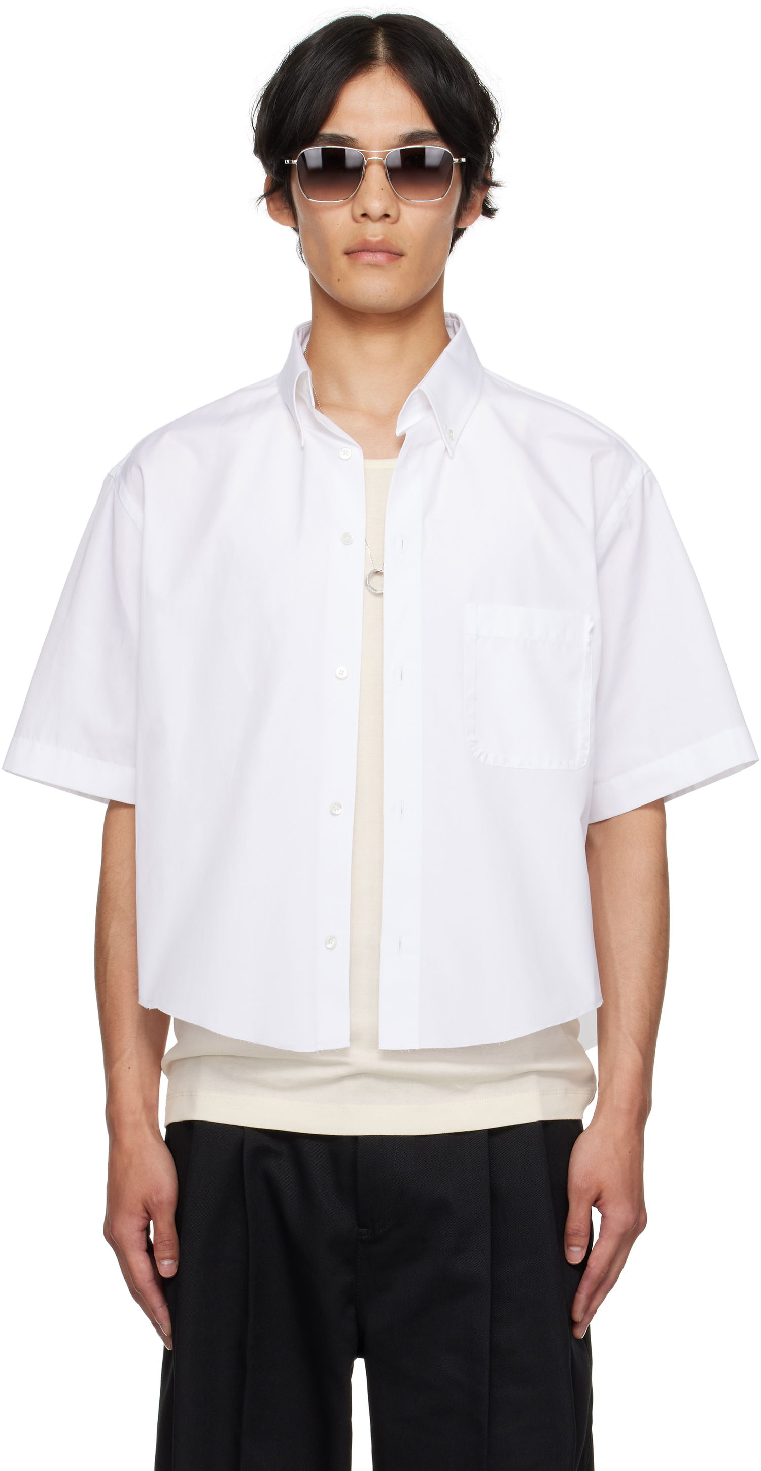 Košeľa Maison Margiela Maison Margiela Cropped Button-Up Shirt Biela | S50DR0012 S43001, 0