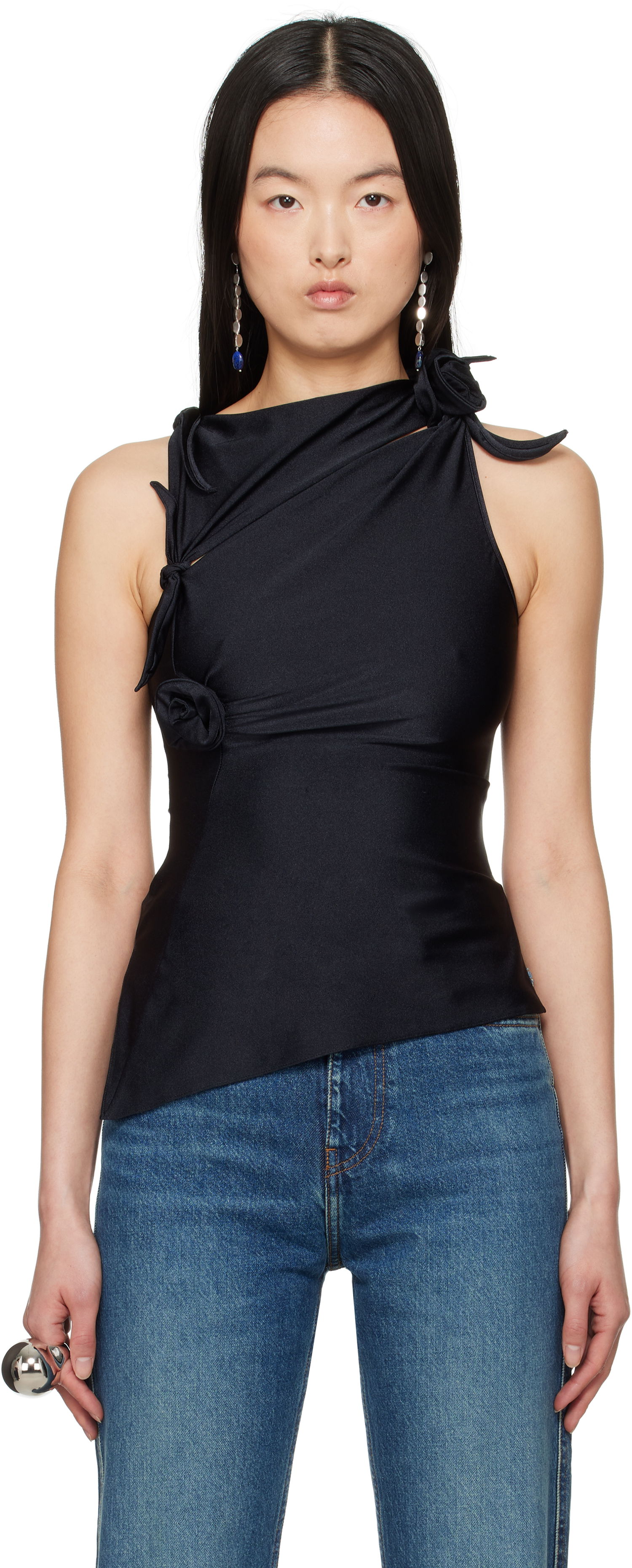 Tielko Coperni Coperni Asymmetric Flower Tank Top Čierna | COPT76545, 0