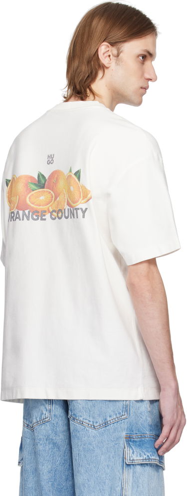 Tričko BOSS Hugo Orange Prints Cotton Jersey T-Shirt Biela | 50537576, 2