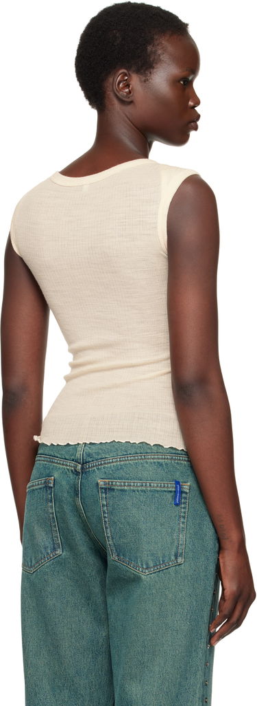 Tielko Baserange Ribbed Knit Cap Sleeve Tank Top Béžová | TODI-WO-SP25, 2