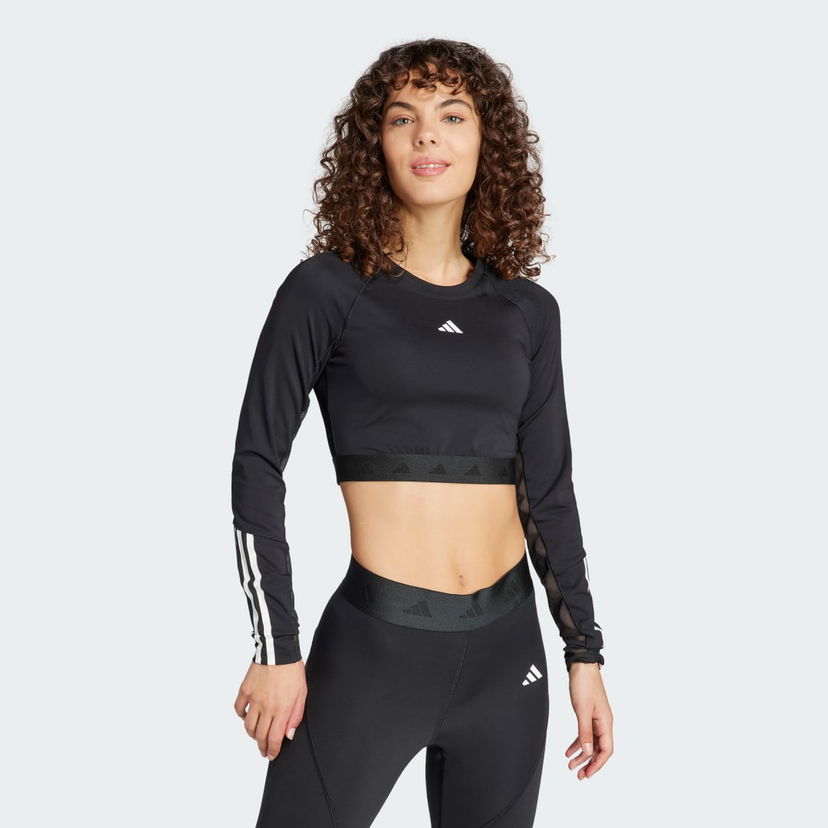 Crop Top adidas Performance Hyperglam Training Crop Long Sleeve Top Čierna | IN6773