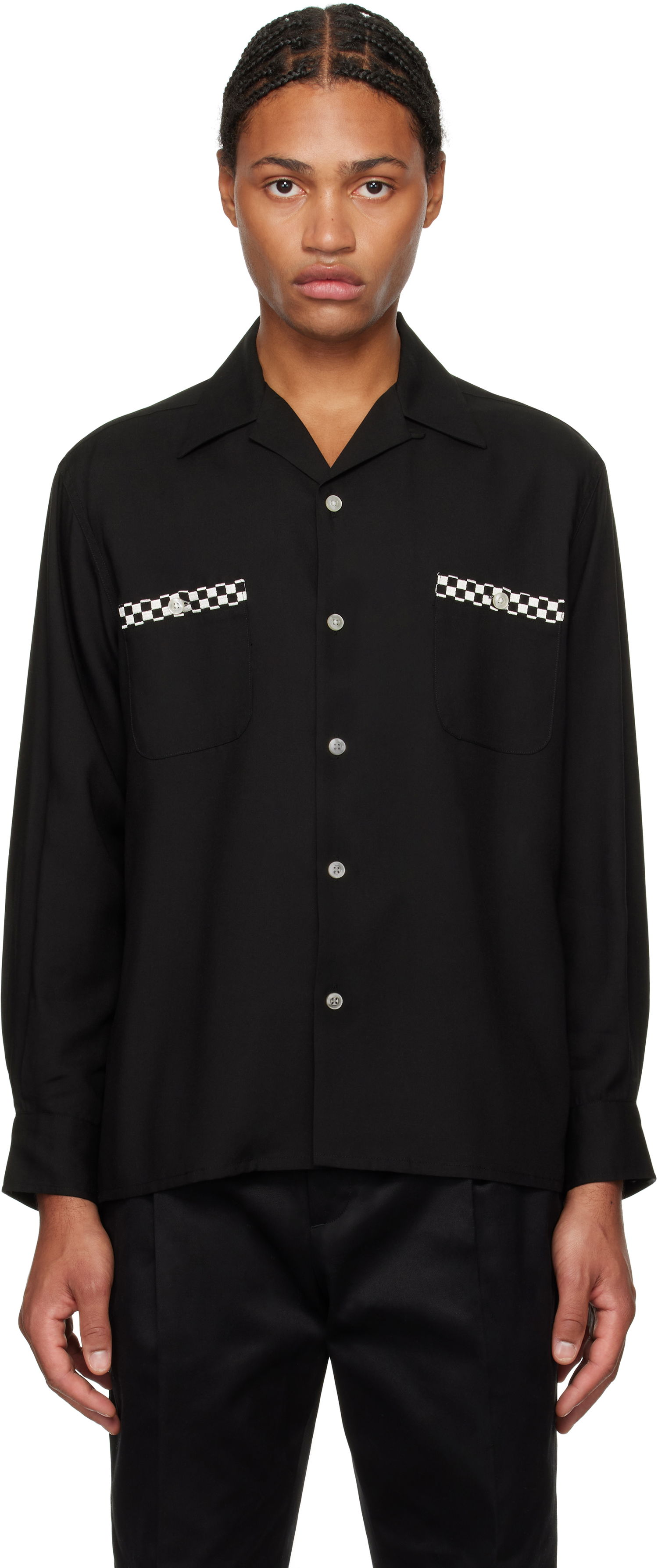 Košeľa WACKO MARIA Open Collar Shirt Čierna | 24FW-WMS-OC07, 0