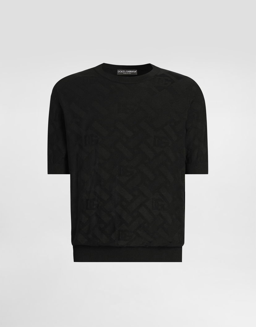 Sveter Dolce & Gabbana Micro-dot Stitch Silk Pullover Čierna | GXX03TJBSOCN0000