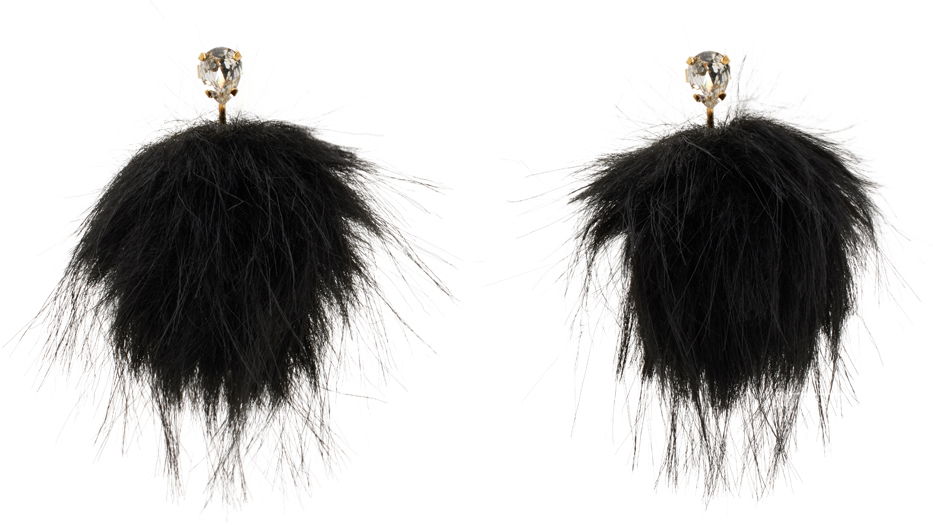 Náušnice Simone Rocha Simone Rocha Crystal Stud Pompom Earrings Čierna | ERG505 1090, 0