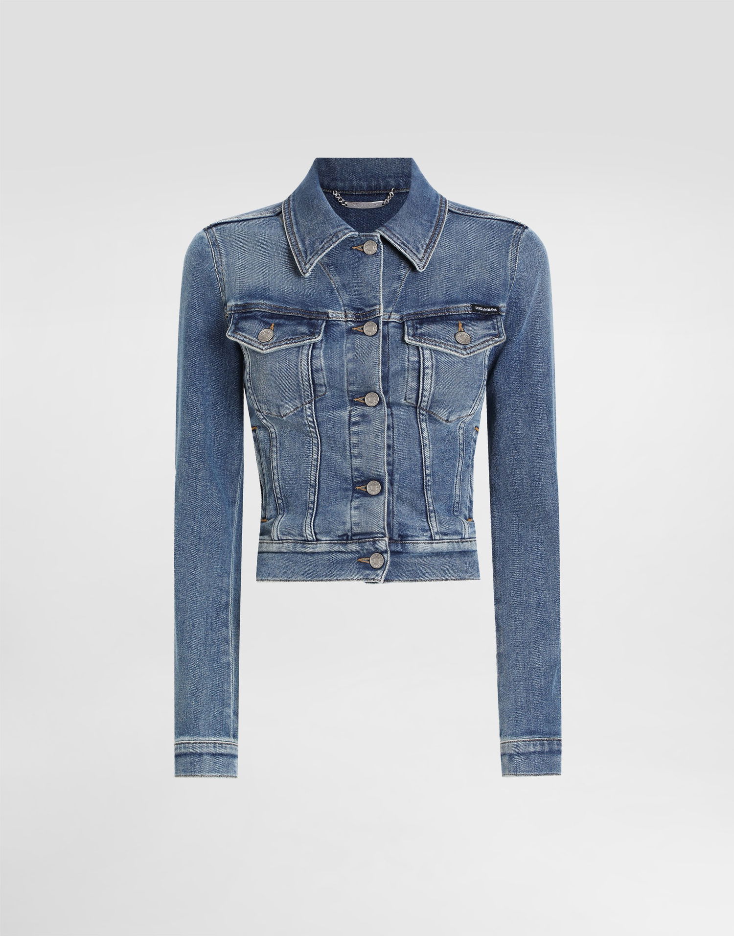Bunda Dolce & Gabbana Dolce & Gabbana Cropped Denim Jacket Modrá | F9S20DG8ML9S9001, 0