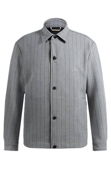 Košeľa BOSS Relaxed Fit Pinstripe Overshirt with Script Logo Šedá | 50534987, 0