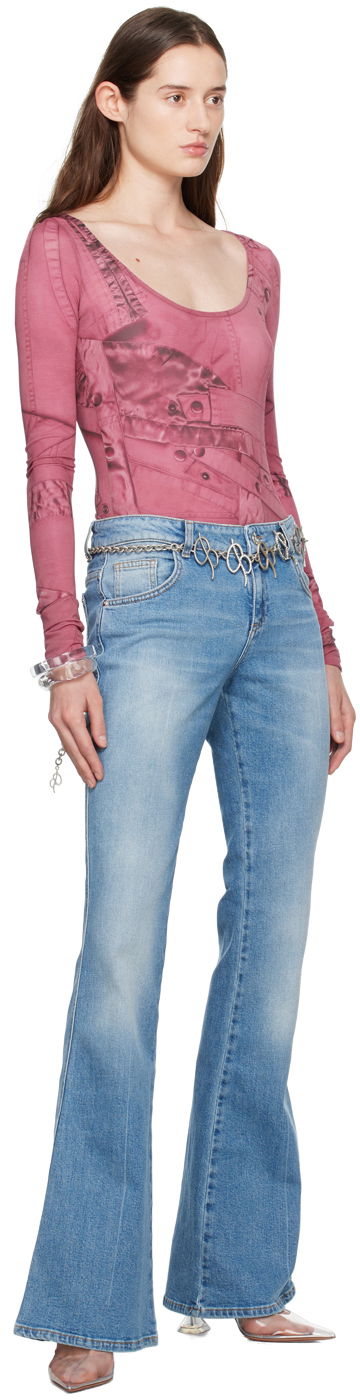Džínsy Blumarine Blumarine Five-Pocket Flare Jeans Modrá | P422J127A, 3