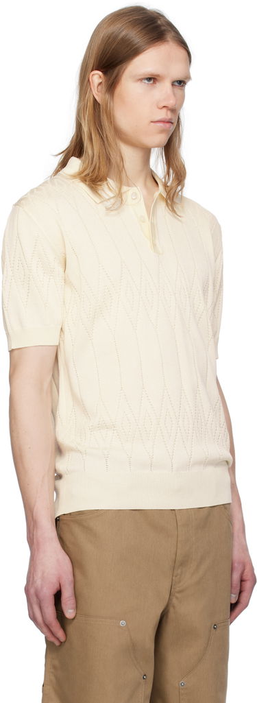 Polo tričko Golden Goose Golden Goose Argyle Knit Short Sleeve Polo Béžová | GMP01412.P001834.11560, 1