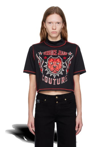 Crop Top Versace Jeans Couture Sequin T-Shirt Čierna | E75HAHE04_ECJ01E