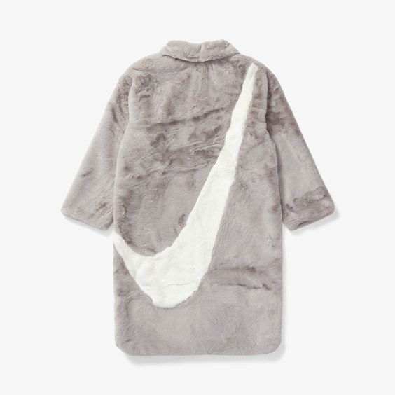 Kabáty Nike Plush Faux Fur Long Jacket Šedá | DQ6838-012, 0