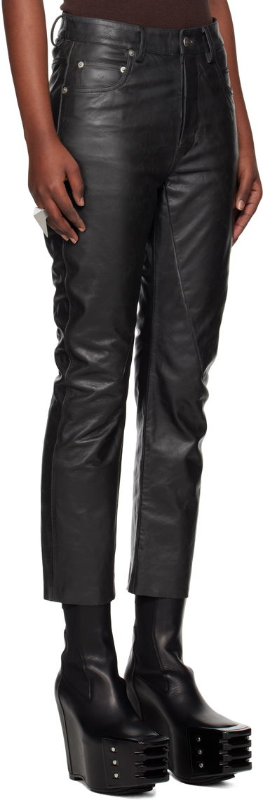 Nohavice Rick Owens Rick Owens Hollywood Detroit Cut Leather Pants Čierna | RP01E7324 LTP, 1