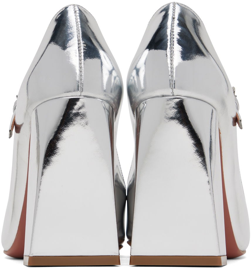 Tenisky a topánky Amina Muaddi Metallic Leather Mary Jane Heels Metalická | CHARLOTTE MARY JANE BLOCK MIRROR, 1