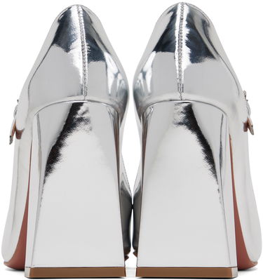 Tenisky a topánky Amina Muaddi Metallic Leather Mary Jane Heels Metalická | CHARLOTTE MARY JANE BLOCK MIRROR, 1