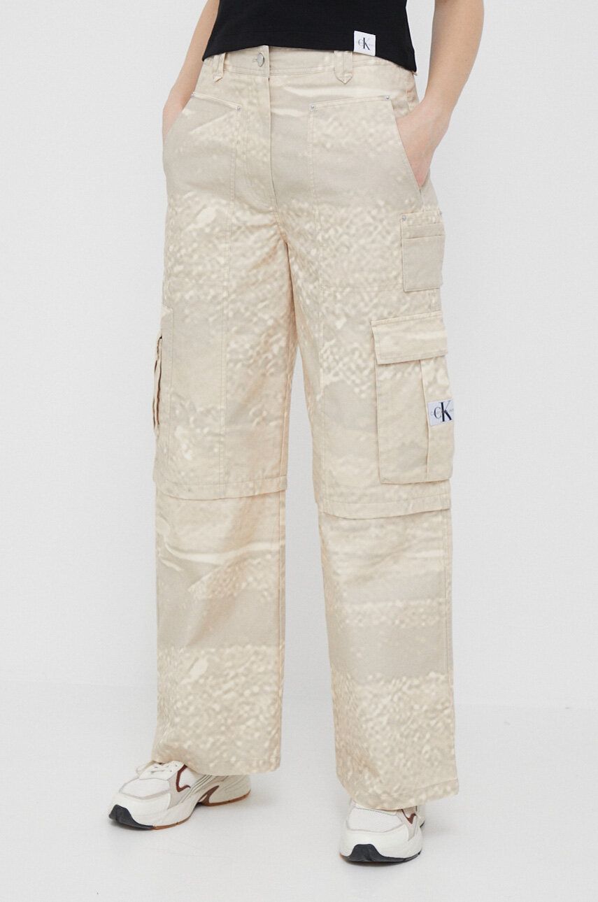 Cargo nohavice CALVIN KLEIN Jeans Relaxed Printed Cargo Pants Béžová | J20J221071.PPYX, 0