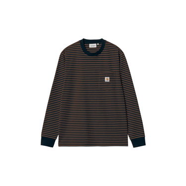 Košeľa Carhartt WIP Striped Long Sleeve T-Shirt With Chest Pocket Hnedá | I033817_7, 5