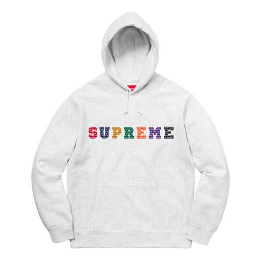 Mikina Supreme Hooded Sweatshirt With Multicolor Logo Print Šedá | SUP-FW19-012