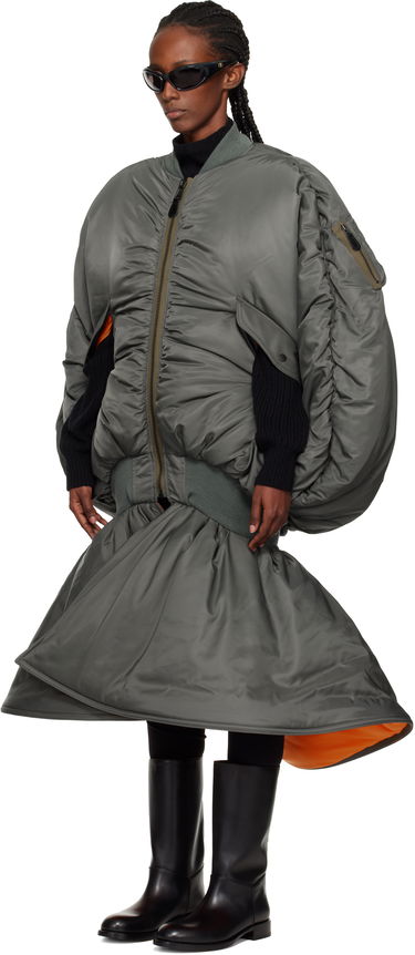 Šaty Junya Watanabe Junya Watanabe Oversized Bomber Maxi Dress Šedá | JP-C012-051-1, 3