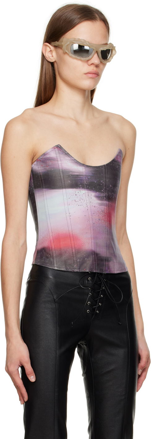 Tielko Miaou Miaou Leia Print Corset Top Fialová | 7010PPUMOP, 1