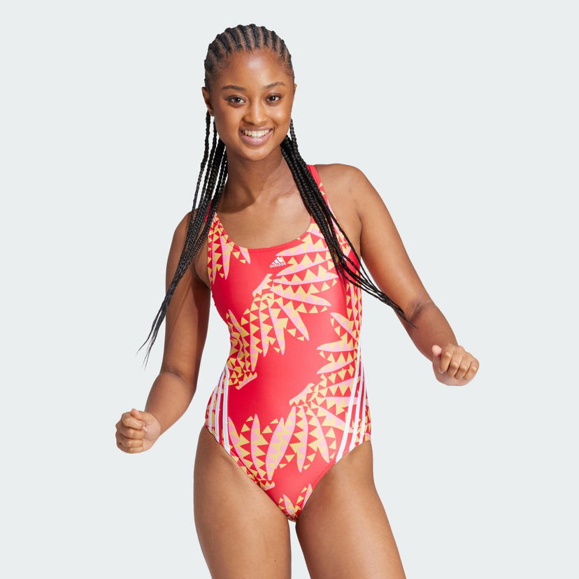 Plavky adidas Performance Sportswear FARM Rio 3-Stripes CLX Swimsuit Červená | IT8584