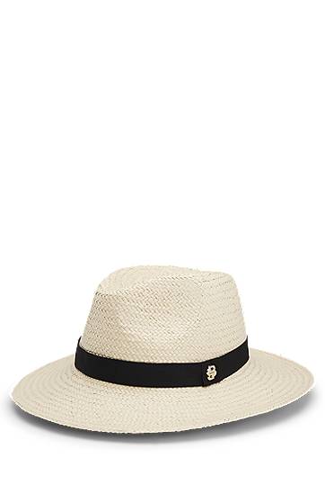 Klobúk BOSS Panama Raffia Hat with Monogram Béžová | 50539512