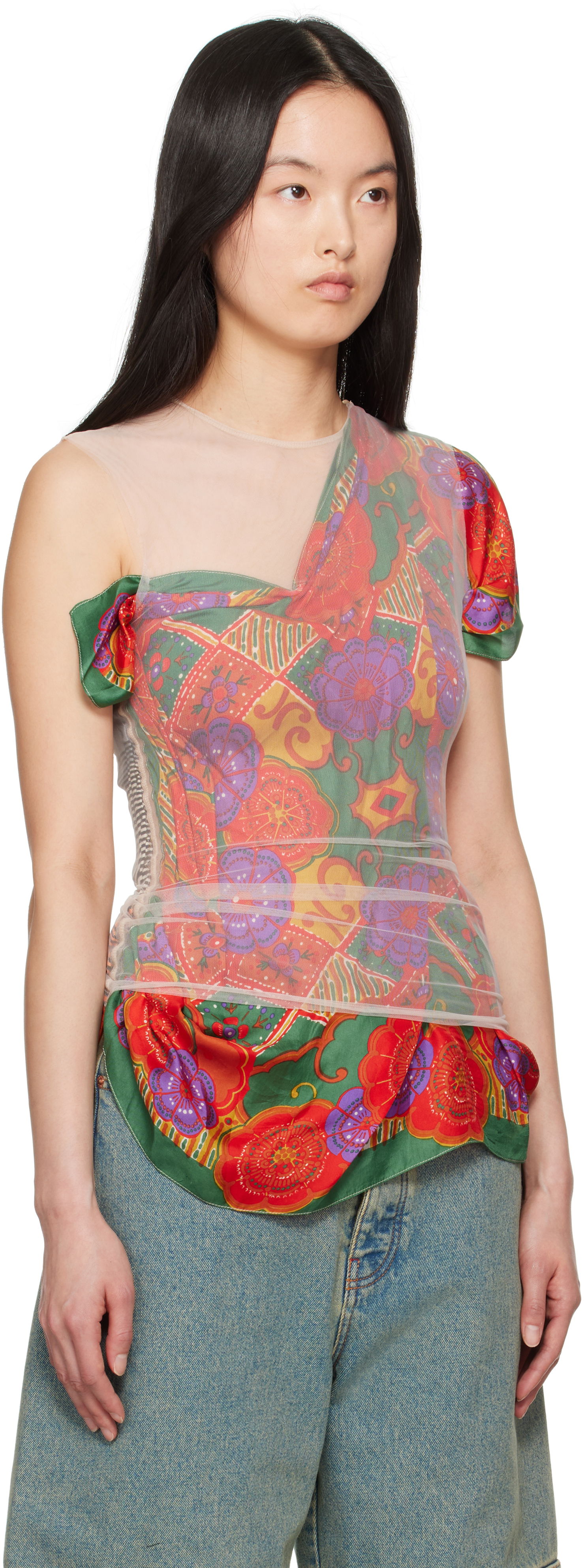 Tielko Marine Serre Marine Serre Regenerated Silk Scarf Layer Top Rôznofarebný | WTO422A UWOV0028, 1