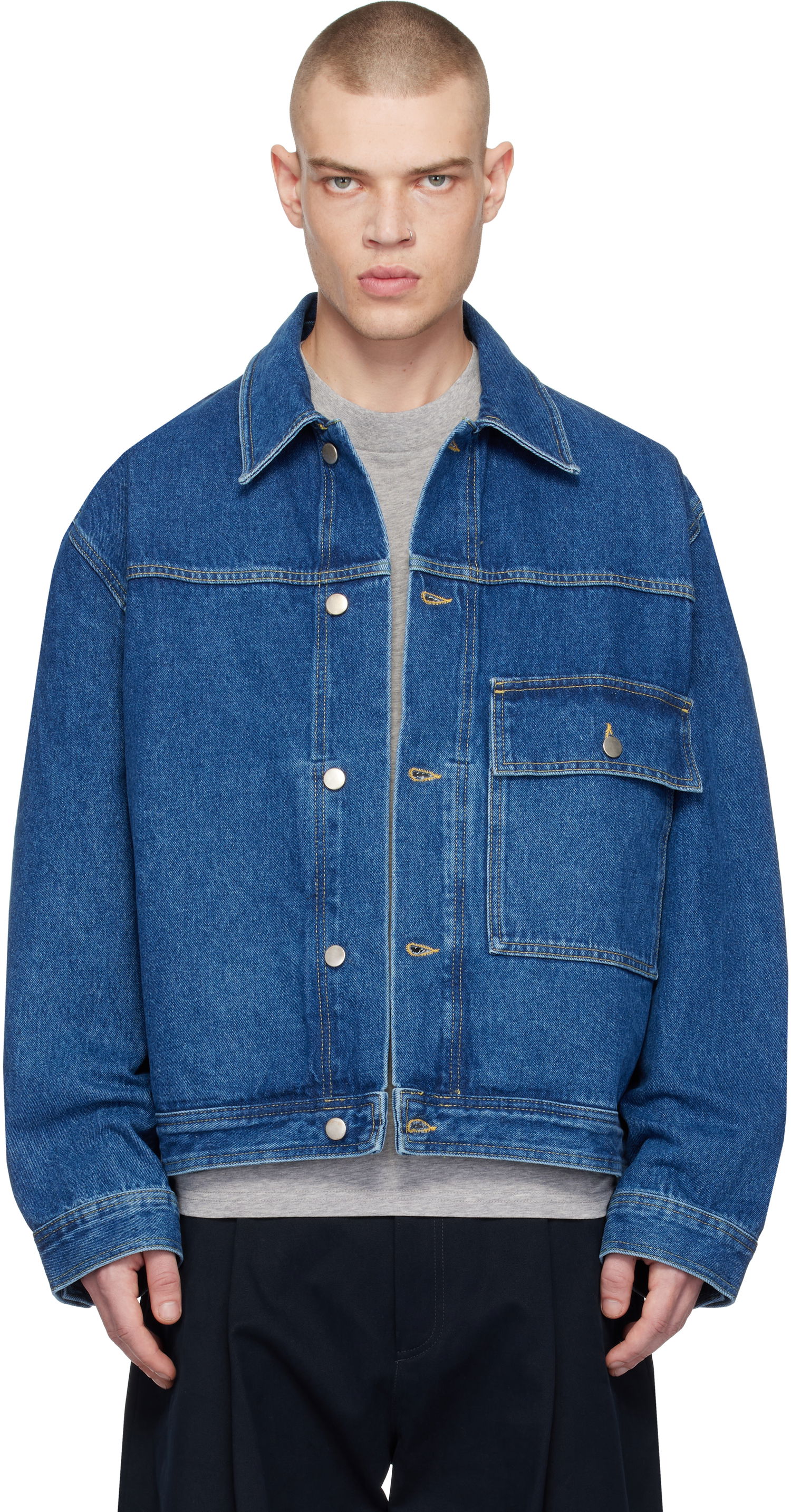 Bunda Studio Nicholson Studio Nicholson Petar Denim Jacket Modrá | PETAR SNM-1079, 0