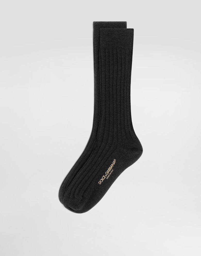 Ponožky Dolce & Gabbana Dolce & Gabbana Ribbed Wool Socks Čierna | FXP07TJGMD1N0000
