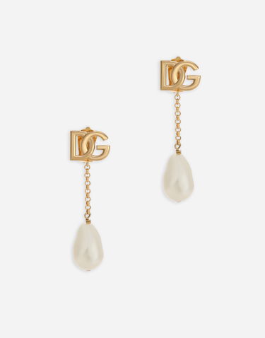 Náušnice Dolce & Gabbana Dolce & Gabbana Gold Metal Dg Logo Pearl Drop Earrings Metalická | WEP2P2W1111ZOO00, 0