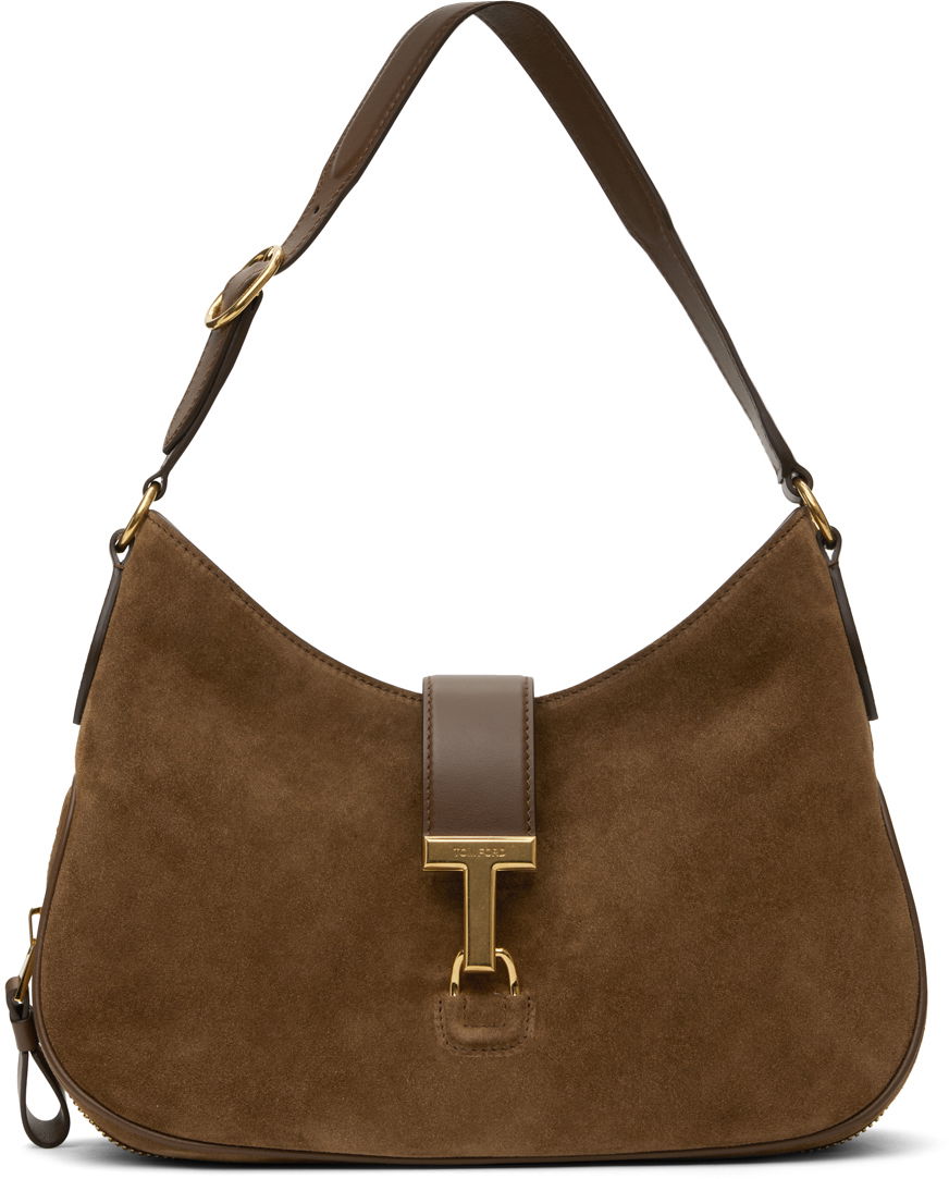 Taška cez rameno Tom Ford Tom Ford Suede & Leather Monarch Medium Shoulder Bag Hnedá | L1760-LCL068X, 0