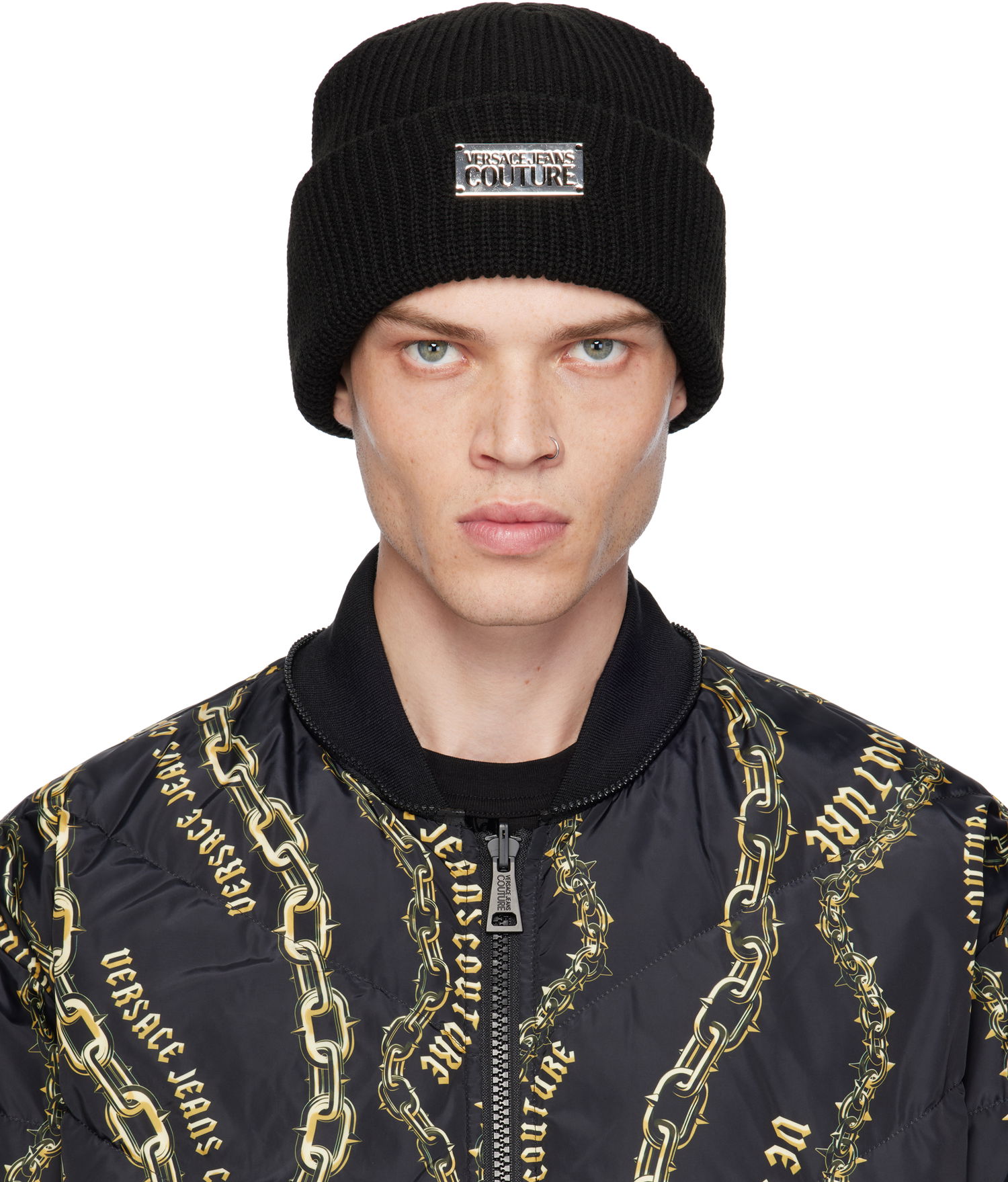 Kulicha Versace Knit Logo Beanie Čierna | E77GAZK50_EZG291, 0