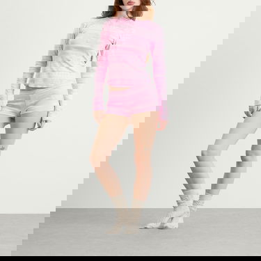 Pyžamo SKIMS Plush Pointelle Bow Fairisle Henley & Short Set Ružová | ST-SST-10867W-BBW, 4