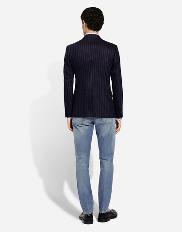 Bunda Dolce & Gabbana Dolce & Gabbana Double-breasted Pinstripe Flannel Taormina-Fit Jacket Navy | G2NW1TFRCB7S8053, 2