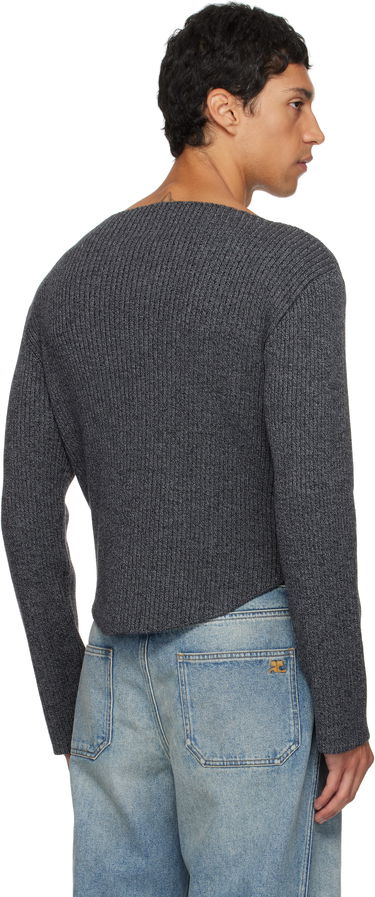 Sveter Courrèges Courrèges Boatneck Ribbed Wool Sweater Šedá | 325MPU239FI0036, 2