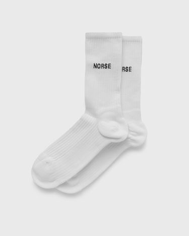 Ponožky NORSE PROJECTS Logo Ribbed Socks Biela | N82-0060-0001, 1